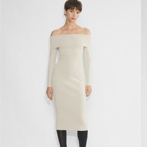 Babaton Off-Shoulder Long Sleeve Midi Dress in Cream